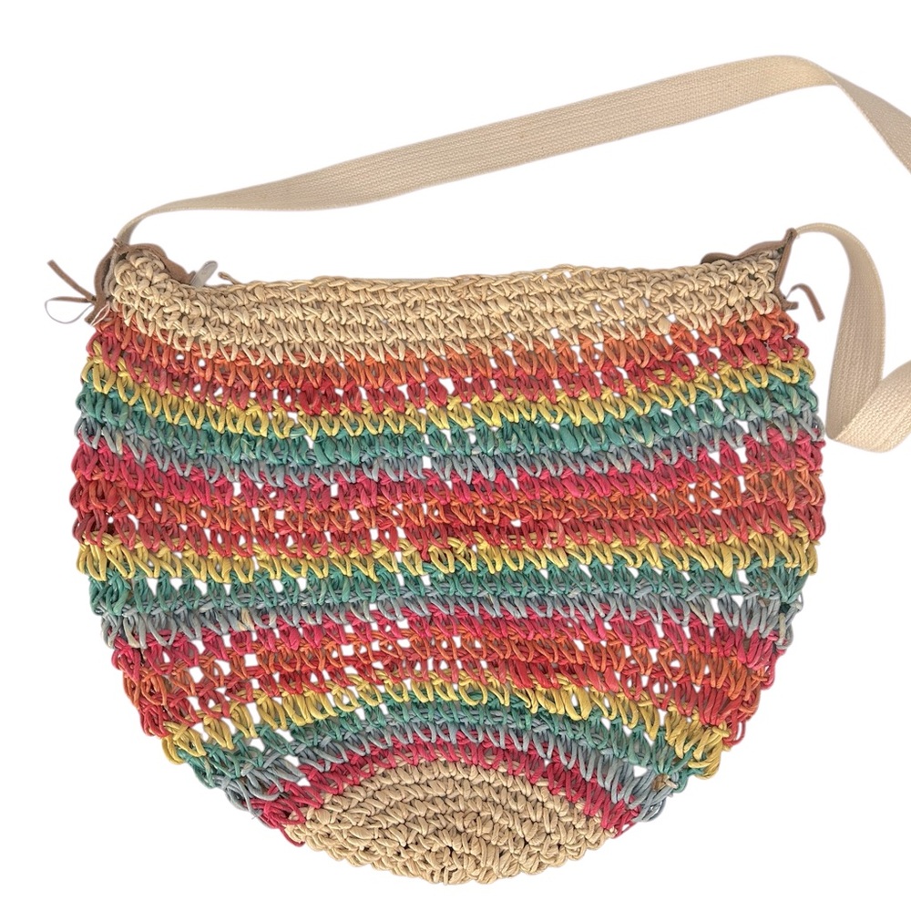 Vintage Rainbow Woven Straw Hobo Bag - Picture 4 of 11